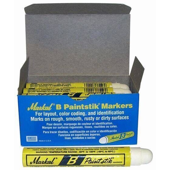 Markal Paintstik B 17mm - White 1PC Made in USA ship building metal fabrication