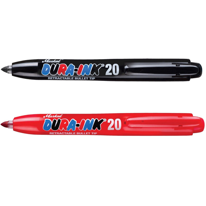 Markal Marker Dura-Ink 20  Retractable Fine Bullet Tip 1.5mm RED/Black Made USA