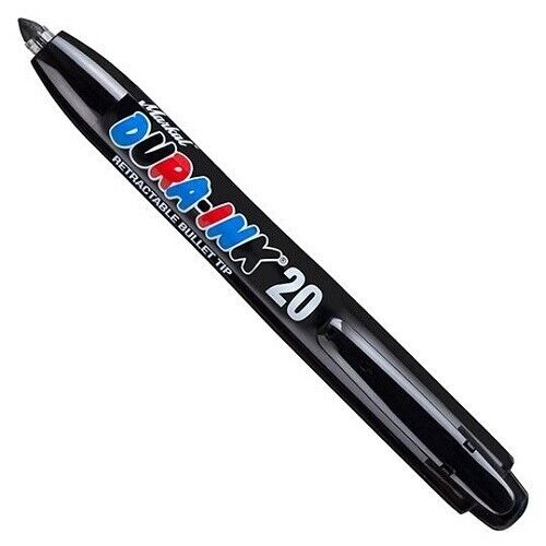 Markal Marker Dura-Ink 20  Retractable Fine Bullet Tip 1.5mm RED/Black Made USA