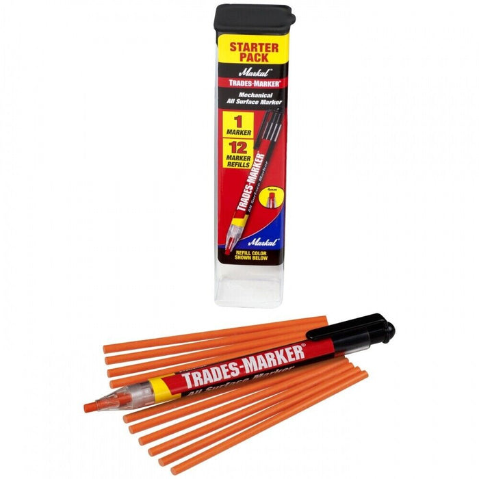 Markal Trades Marker Mechanical Grease Pencil 5 REFILLS Made in USA
