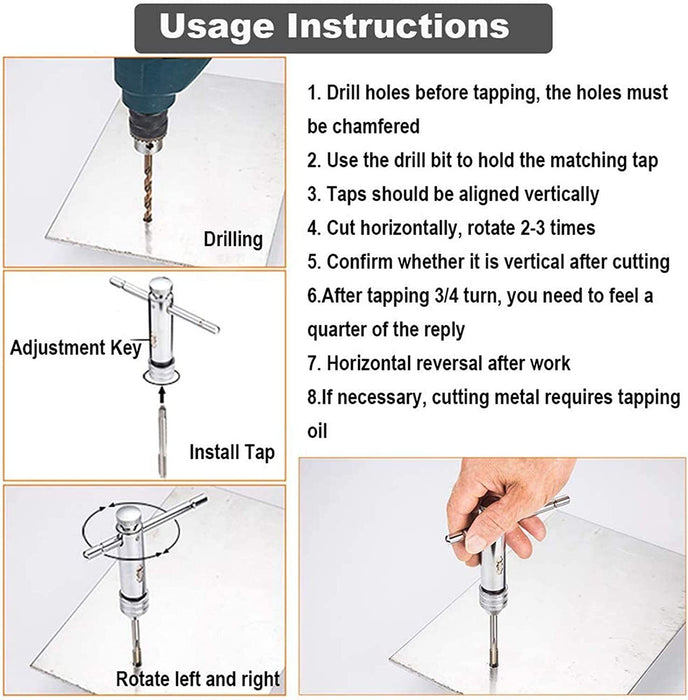 T-Handle Ratchet Tap Wrench Reamer Screw Extra Long 330mm Made in Taiwan 3-12mm