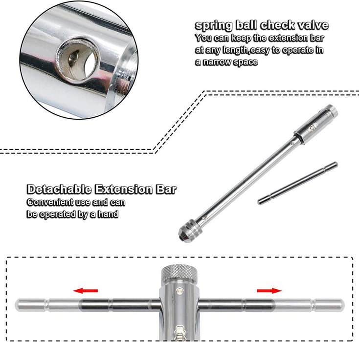 T-Handle Ratchet Tap Wrench Reamer Screw Extra Long 330mm Made in Taiwan 3-12mm