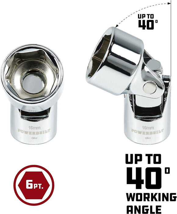 PRO 10pc 3/8" Dr Universal Joint Wrench Metric Socket Set 10-19mm Made in Taiwan