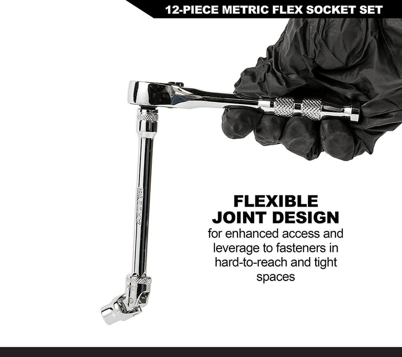 PRO 10pc 3/8" Dr Universal Joint Wrench Metric Socket Set 10-19mm Made in Taiwan