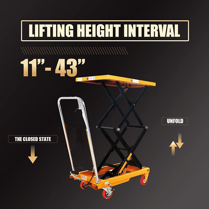 Force pro  350kg Scissor Lift Table Hydraulic Cart Trolley Capacity 500mm