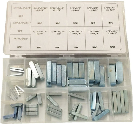 60PC Keystock Bar SAE/Mertic Locks Gear Pulleys Square Key Stock Keyway Set - FISHER DISCOUNT