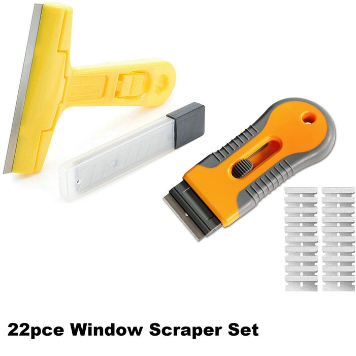 Glass Scraper 22PCS Razor Blade Window Surface Gasket Paint Remover Cleaner Tool