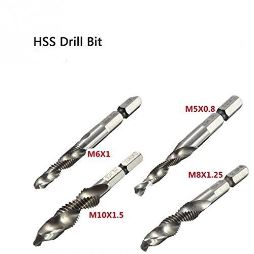 4pce HSS Hand Machine Tap set Metric M3 4 5 6 8 10 Thread Cutting Fine Taps