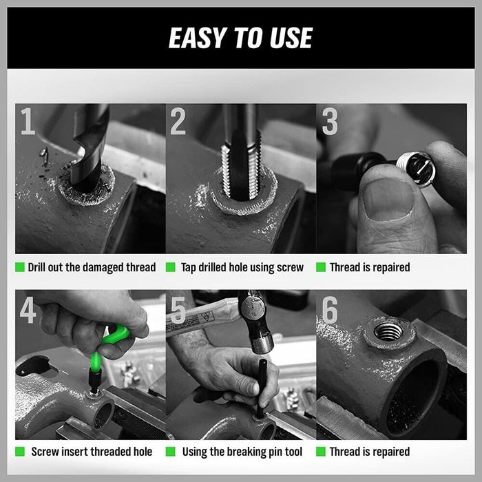 PRO 131 Piece Helicoil Type Thread Repair Kit M5 M6 M8 M10 M12 Twist Drill Bits