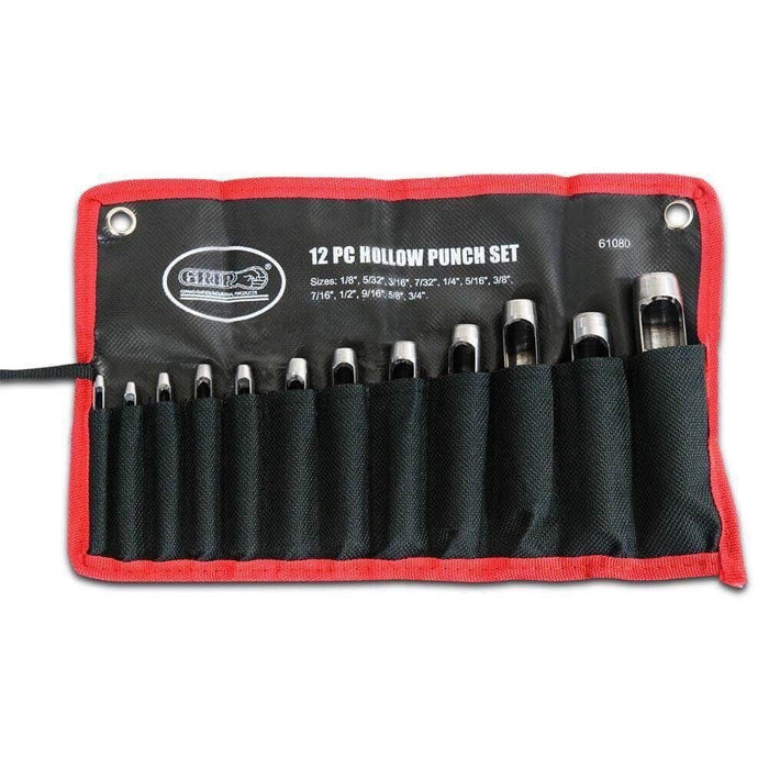 12 PCS Steel Hollow Leather Punch Set Heavy Duty Round Leather Hole Tool 1/8-3/4