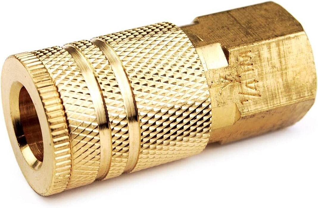 5Pc Brass Quick Coupler Set Solid Air Hose Connector Fittings 1/4" NPT Tool