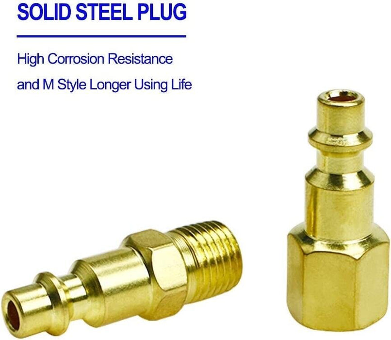 5Pc Brass Quick Coupler Set Solid Air Hose Connector Fittings 1/4" NPT Tool