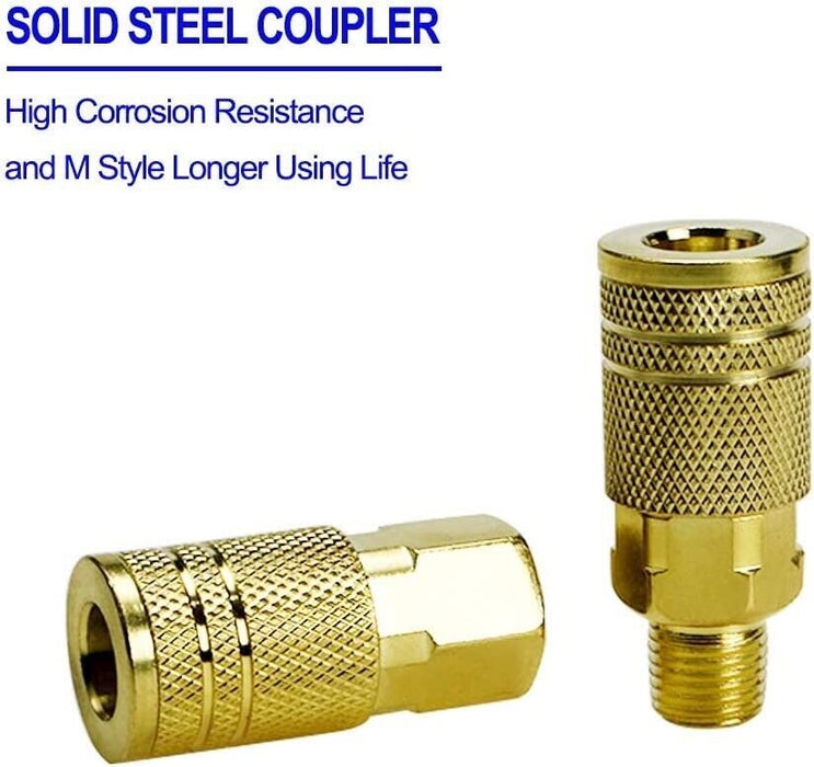 5Pc Brass Quick Coupler Set Solid Air Hose Connector Fittings 1/4" NPT Tool