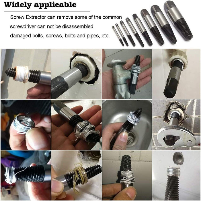 FORCE PRO 8PC Jumbo Bolts Extractor Easy Out Drill Broken Screws Studs Remover