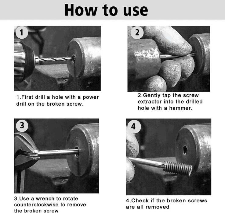 FORCE PRO 8PC Jumbo Bolts Extractor Easy Out Drill Broken Screws Studs Remover