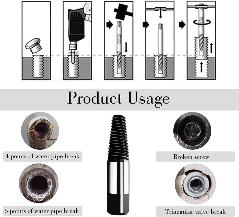 FORCE PRO 8PC Jumbo Bolts Extractor Easy Out Drill Broken Screws Studs Remover