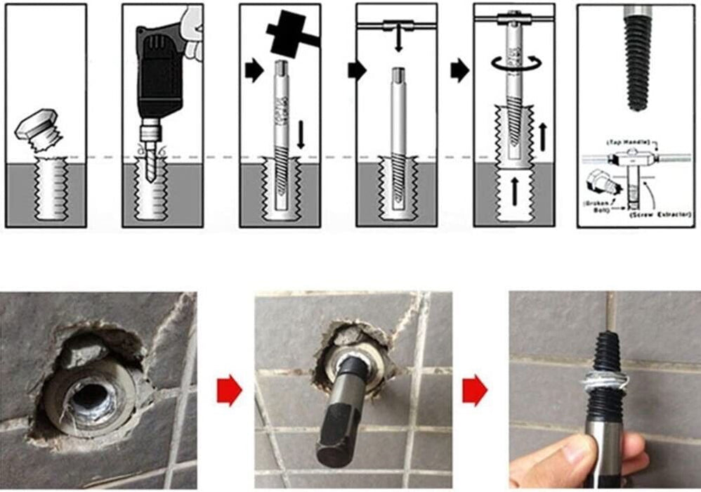 FORCE PRO 8PC Jumbo Bolts Extractor Easy Out Drill Broken Screws Studs Remover
