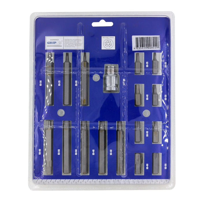 Force pro 17pc 1/2'' Drive BIT HOLDER Torx Bit Set T20-T60 8 /3"LONG STAR