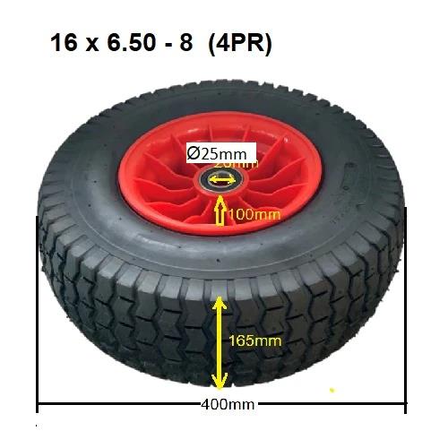 16" 400mm Pump Up Barrow Wheel 6.50 x 8 Air Plastic Rim 25mm Bore Pneumatic NEW