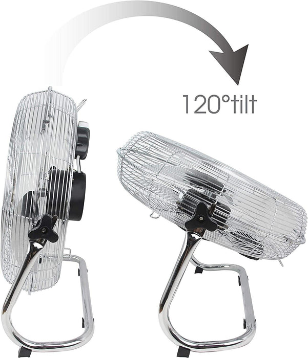 450MM Floor/Desk High Velocity Air Cooler Fan/Cooling/Circulator - Metal Chrome