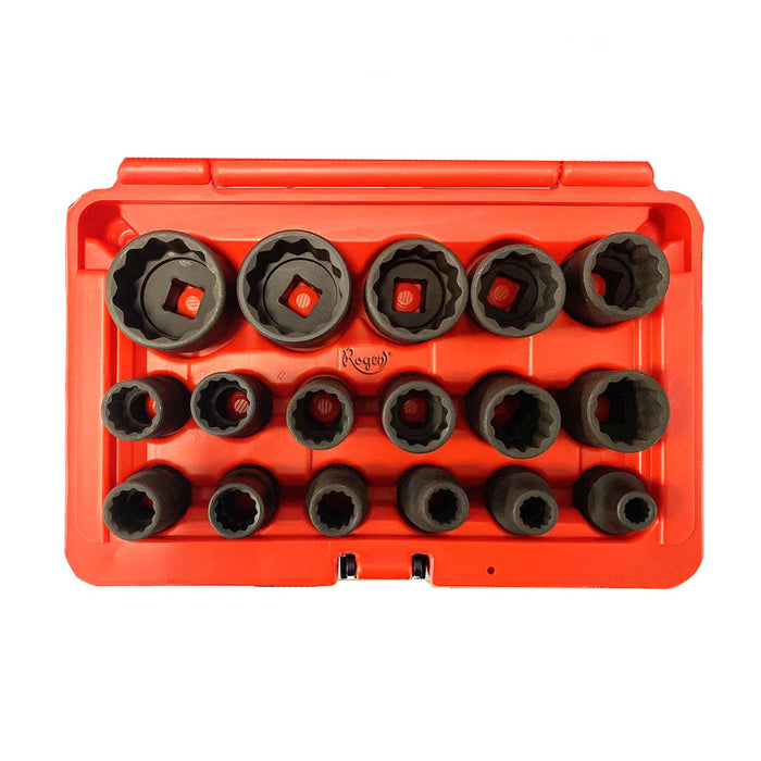 Genius Tools 1/2” Dr. 12PT 17PC Thin Wall Impact Socket Set Made Taiwan 8~ 32mm