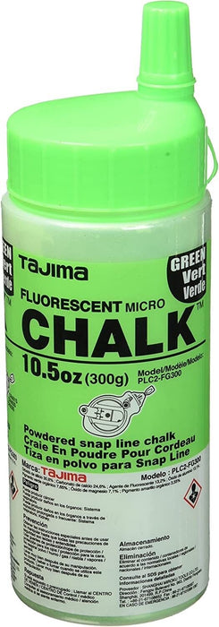 TAJIMA Micro Chalk - Fluorescent Green 10.5 oz (300g) Ultra-Fine Snap-Line Chalk