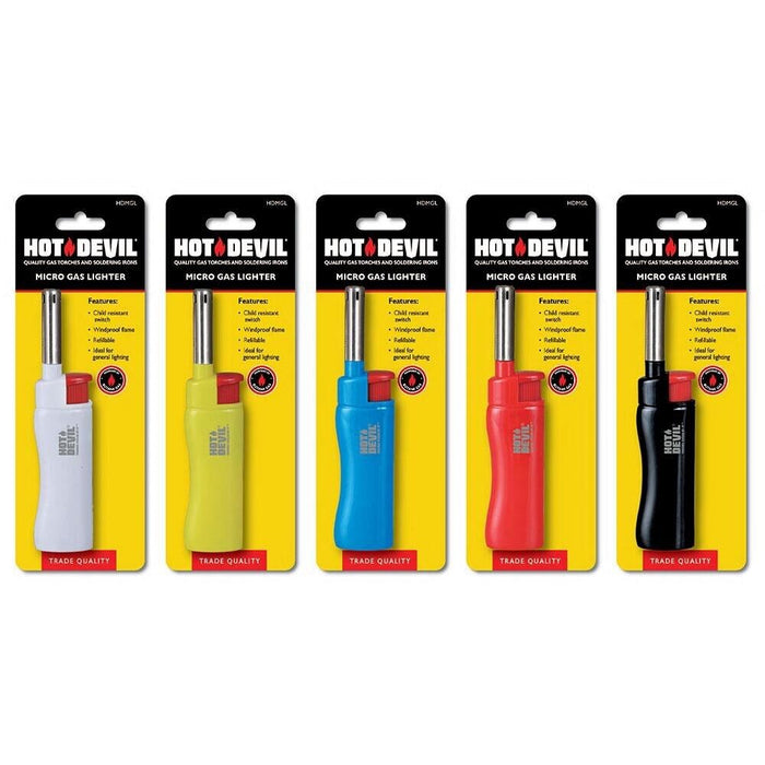 Hot Devil Refillable Butane Gas Micro Lighter (Assorted Colours) - HDMGL
