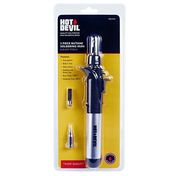 Hot Devil Gas Torch & Soldering Iron Butane Gas Powered Refillable HD-1959-2