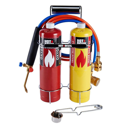 Hot Devil Oxy Force Blow Solid Brass Fittings Torch Kit Metal Cylinder Stand - FISHER DISCOUNT