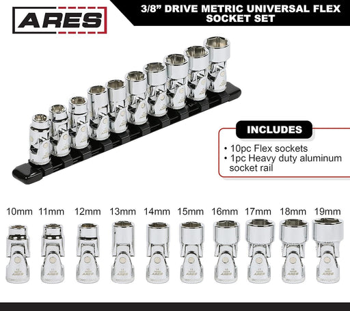 Maxigear Flex Head Socket 3/8" Square Drive Metric  Made in Taiwan 10-19mm - FISHER DISCOUNT