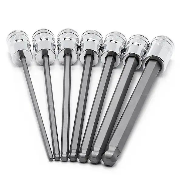 MAXIGEAR 8 Piece 3/8″ Drive Hex Long Ball End Bit Socket Set METRIC 3-10mm