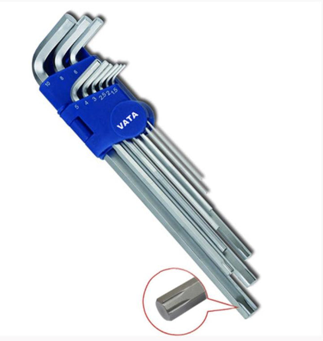 Mertic/SAE 9pc Extra Long Twist Allen Hex Key Screw Extractor set Ball-End