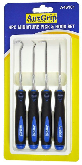 4 x Mini Hook and Pick Set Tool with Black/Blue Grip Handle Tools Made in Taiwan