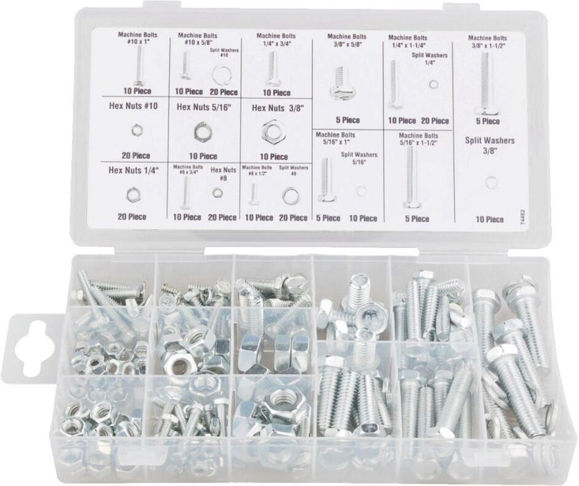 240PCE Hex Head Nut and Bolt SAE IMPERIAL Kit Tools Washer Assortment Box AU - FISHER DISCOUNT