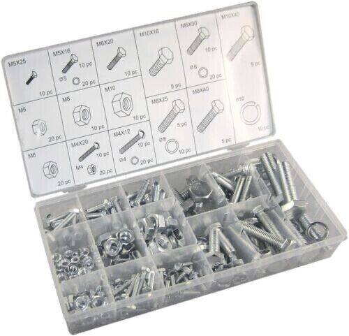 240PCE Hex Head Nut and Bolt SAE IMPERIAL Kit Tools Washer Assortment Box AU - FISHER DISCOUNT