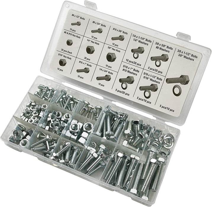 240PCE Hex Head Nut and Bolt SAE IMPERIAL Kit Tools Washer Assortment Box AU - FISHER DISCOUNT