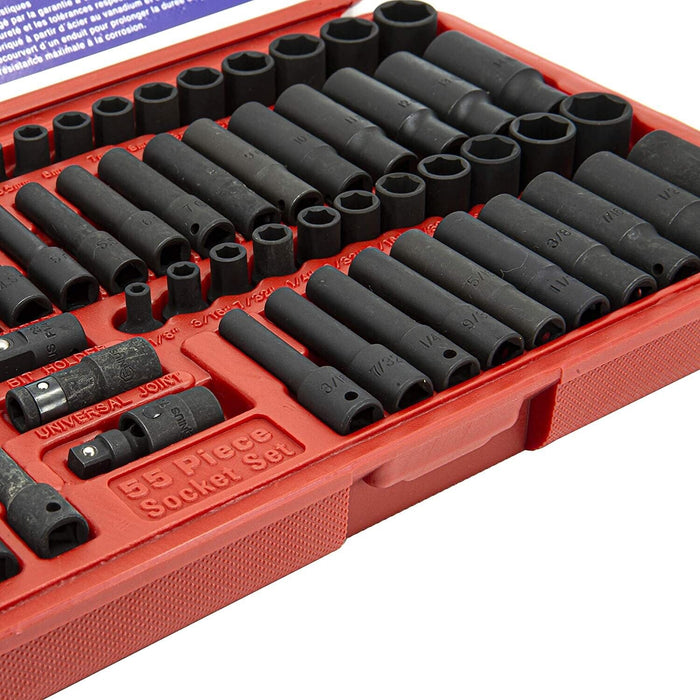 Genius 1/4" Dr 55PC Deep&Standard Metric&Imperial Impact Socket Set Made TAIWAN