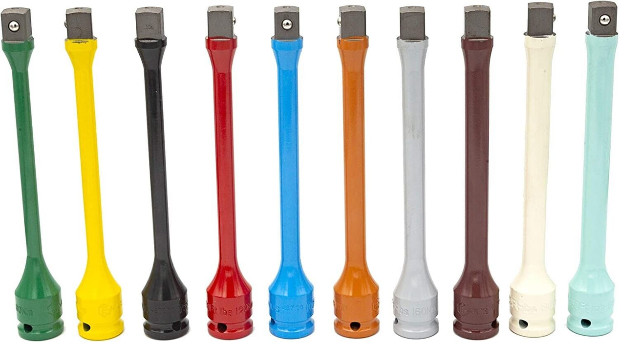 Genius Tools 10PC 1/2"Dr Torque Extension Bar Set Made in Taiwan  65-150ft.lbs