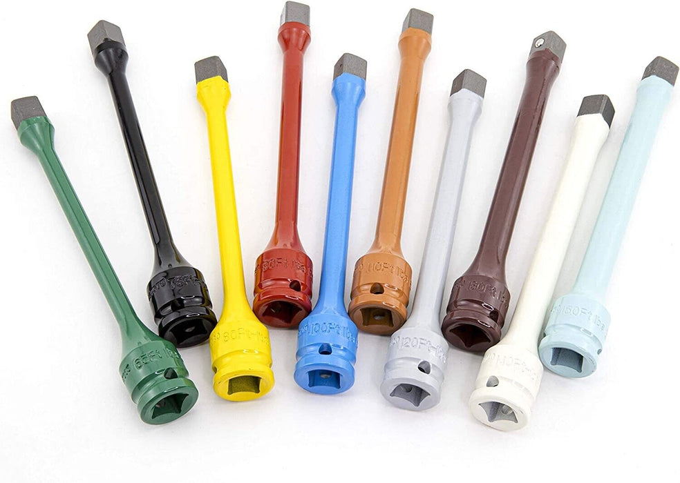 Genius Tools 10PC 1/2"Dr Torque Extension Bar Set Made in Taiwan  65-150ft.lbs