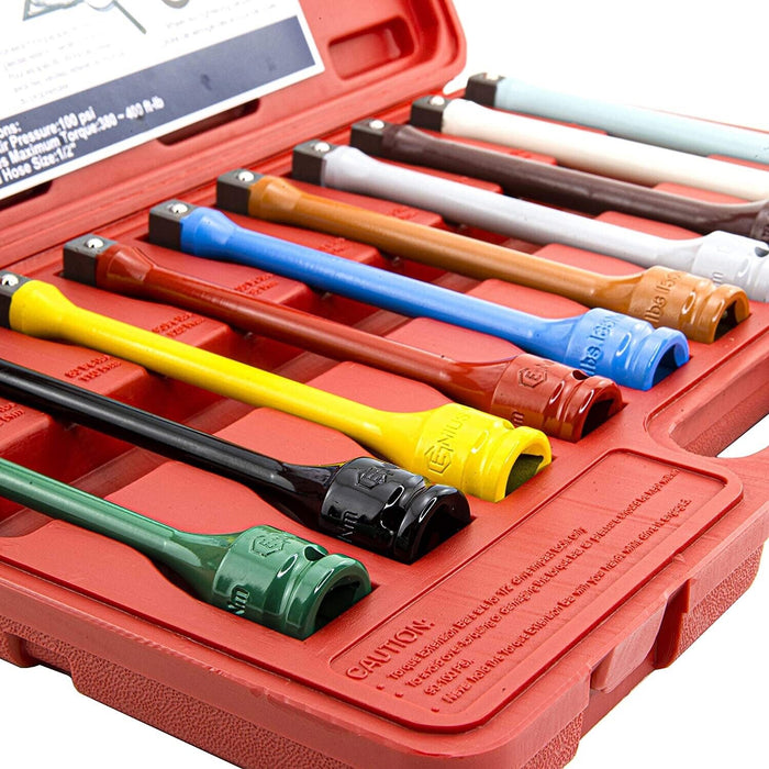 Genius Tools 10PC 1/2"Dr Torque Extension Bar Set Made in Taiwan  65-150ft.lbs