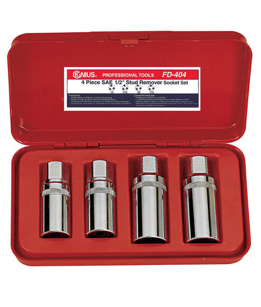 Genius Tools 4PC ½” METRIC/SAE PROFESSIONAL GRAD STUD REMOVER SET Made in Taiwan - FISHER DISCOUNT