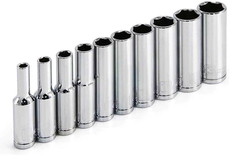 Genius Tools 10Pc 1/4"Dr SAE 6PT Deep Hand Socket Set 1/4″-9/16″ Made in Taiwan