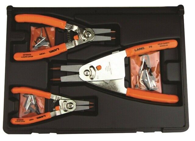 LANG TOOLS 1465 3 PIECE QUICK SWITCH RETAINING RING PLIERS SET Made in USA
