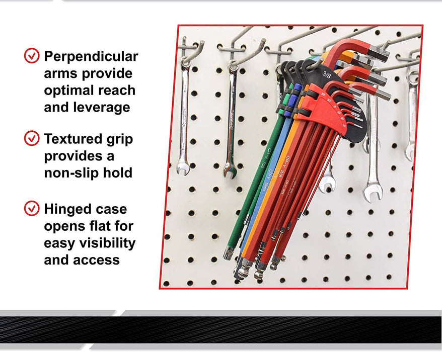 32pc (3 Sets) Extra Long Arm Hex and Tamper Proof Torx Metric Imperial Allen Key