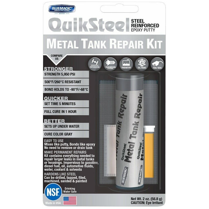 Blue Magic Quiksteel Metal Tank Repair Kit Steel Epoxy Putty Petrol Quicksteel
