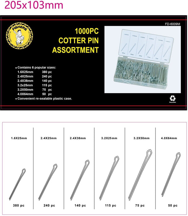 1000pc Cotter Pin Assortment Grab Split Fixings Securing Lock Pins Spring Kit AU