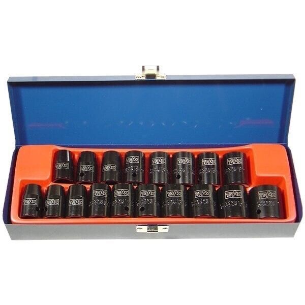 Trax 1/2" Dr. 18Pc Combination Metric & SAE Impact Socket Set Made in Taiwan