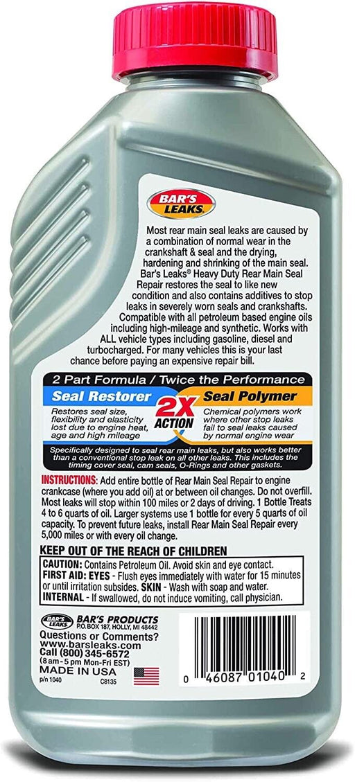 Barsleak Rear Seal Repair 500ml Stop Leak Main Rear Seal Bottle Made in USA - FISHER DISCOUNT