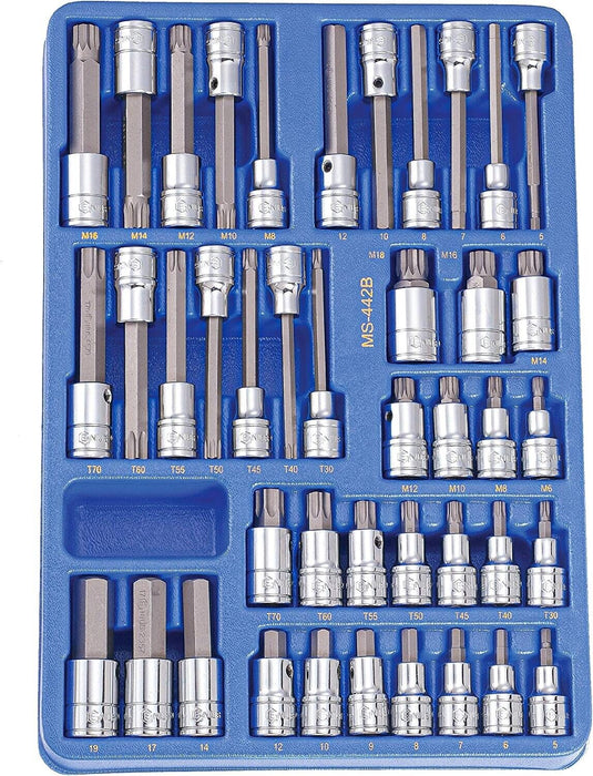 Genius Tools 42PC 1/2" Dr. Complete Bit Socket Set Made in Taiwan