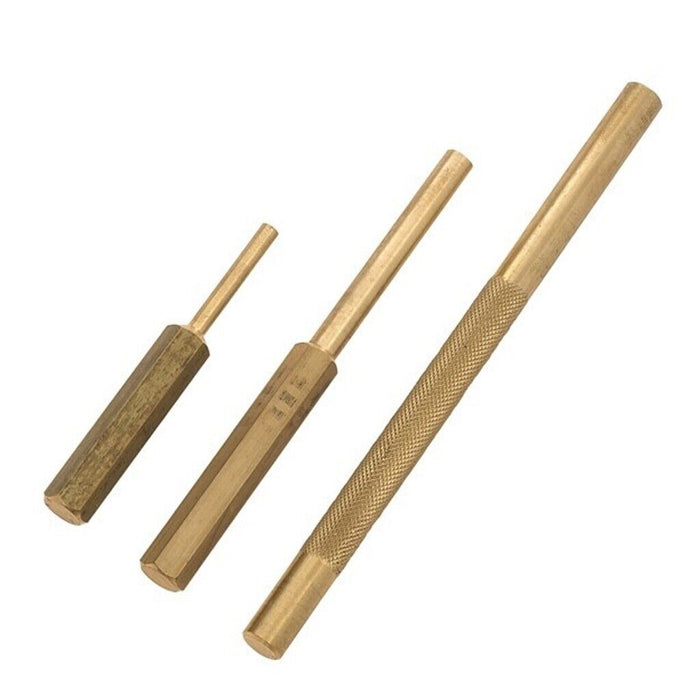 T&E Tools 3PC Brass Pin and Drift Punch Set Non Sparking & Marring 6/10/12mm